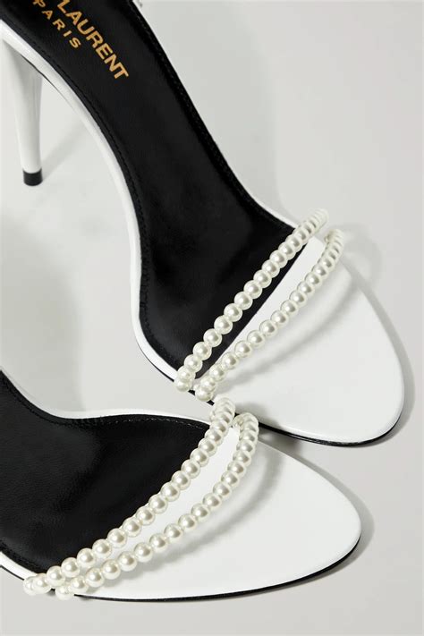 white pearl ysl heels|ysl sandals.